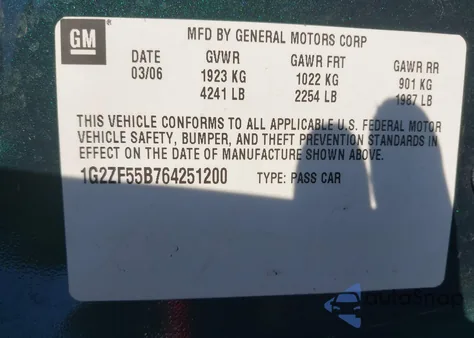 2006 Pontiac G6 Se from USA, damaged, VIN 1G2ZF55B764251200